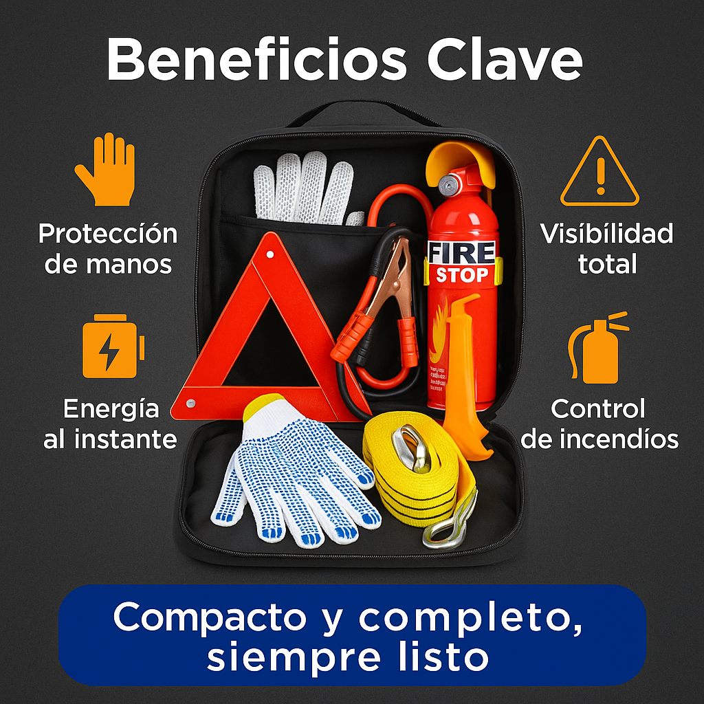 Kit Emergencia Seguridad Auto 7 Piezas