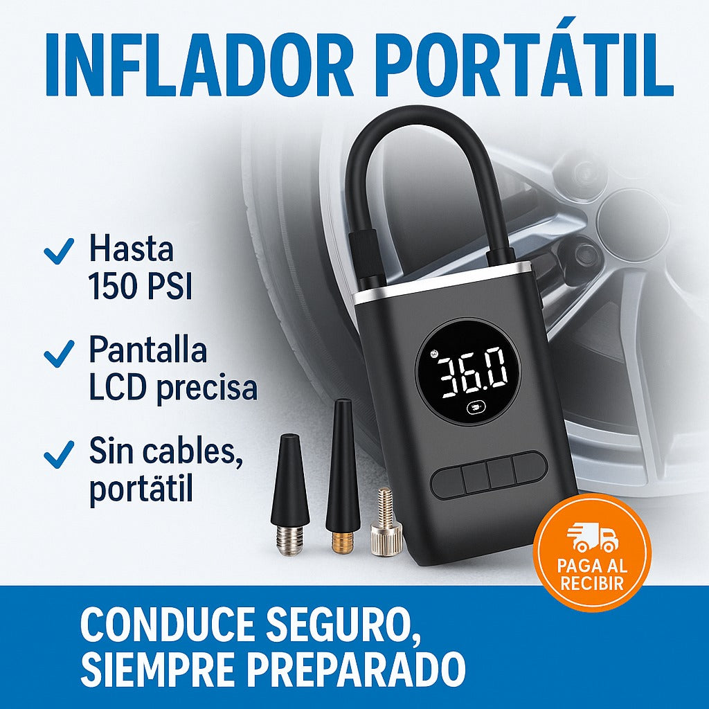Inflador Portátil Inalámbrico Recargable