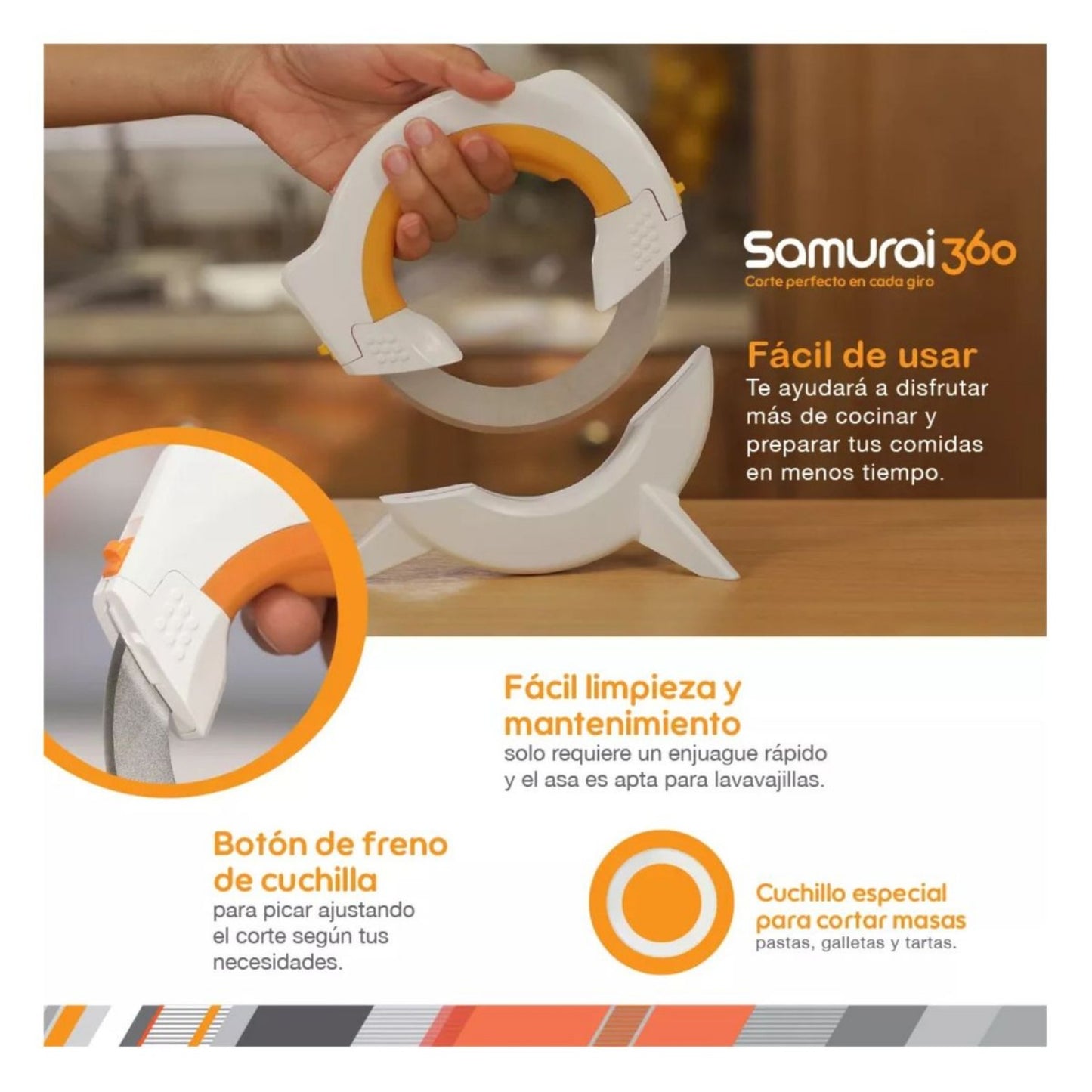 Samurai360™ – El cuchillo circular que corta con el doble de velocidad